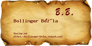Bollinger Béla névjegykártya